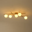 Load image into Gallery viewer, Farmhouze Light-Brass 5-Light Linear Opal Glass Globe Sputnik Semi Flush-Chandelier-Brass-
