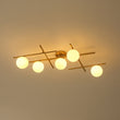 Load image into Gallery viewer, Farmhouze Light-Brass 5-Light Linear Opal Glass Globe Sputnik Semi Flush-Chandelier-Brass-
