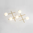 Load image into Gallery viewer, Farmhouze Light-Brass 5-Light Linear Opal Glass Globe Sputnik Semi Flush-Chandelier-Brass-

