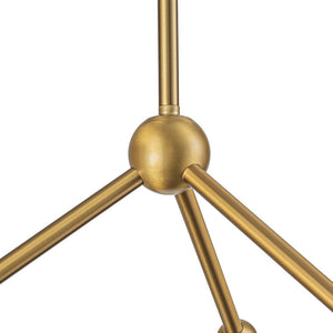 Farmhouze Light - Brass 6 - Light Amber Glass Globe Linear Sputnik Chandelier - Chandelier - Brass - 