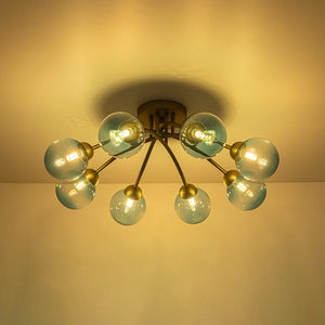 Farmhouze Light - Brass 8 - Light Bubble Round Sputnik Semi Flush Mount Light - Ceiling Light - Blue - 