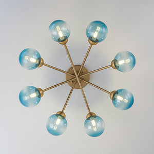Farmhouze Light - Brass 8 - Light Bubble Round Sputnik Semi Flush Mount Light - Ceiling Light - Blue - 