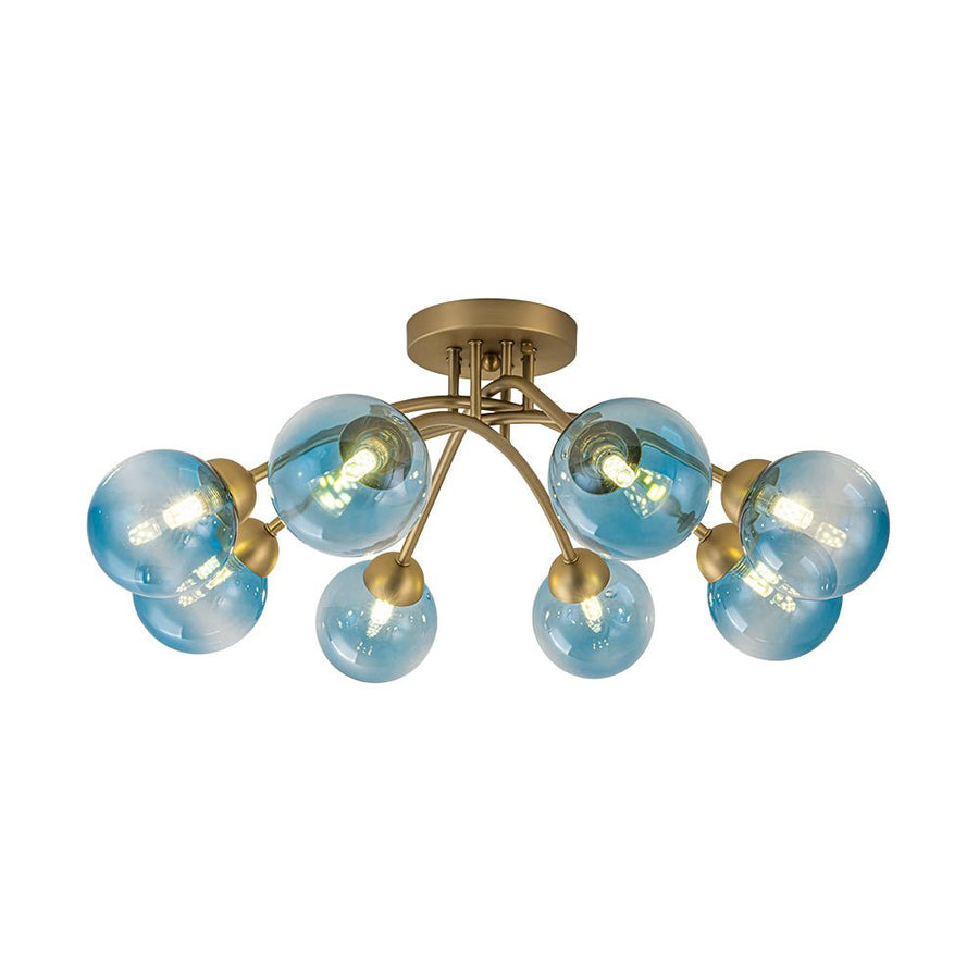 Farmhouze Light - Brass 8 - Light Bubble Round Sputnik Semi Flush Mount Light - Ceiling Light - Blue - 