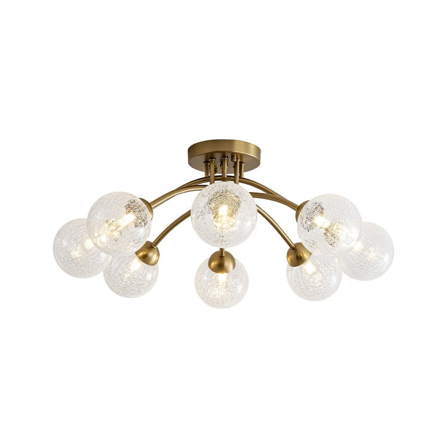 Farmhouze Light - Brass 8 - Light Bubble Round Sputnik Semi Flush Mount Light - Ceiling Light - Crackled - 