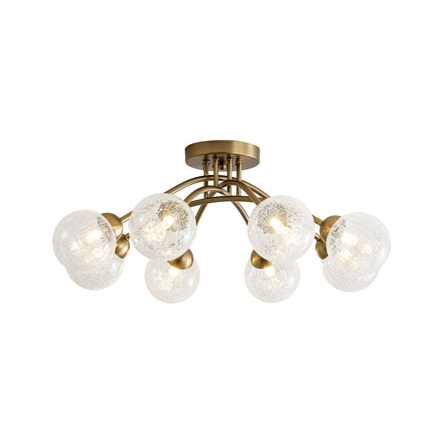 Farmhouze Light - Brass 8 - Light Bubble Round Sputnik Semi Flush Mount Light - Ceiling Light - Crackled - 