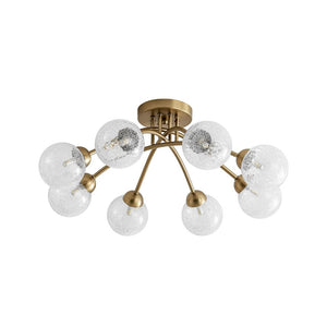 Farmhouze Light - Brass 8 - Light Bubble Round Sputnik Semi Flush Mount Light - Ceiling Light - Crackled - 