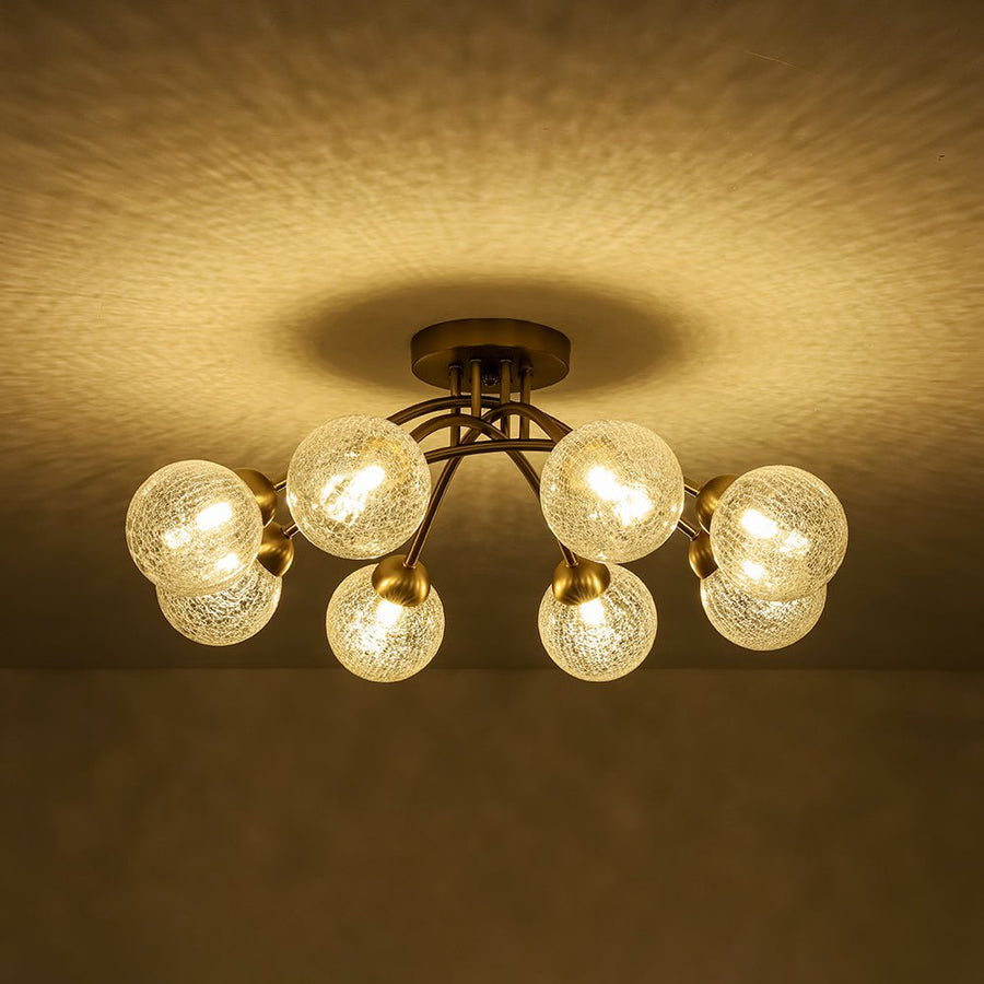 Farmhouze Light - Brass 8 - Light Bubble Round Sputnik Semi Flush Mount Light - Ceiling Light - Crackled - 