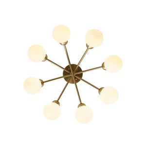 Farmhouze Light - Brass 8 - Light Bubble Round Sputnik Semi Flush Mount Light - Ceiling Light - Frosted White - 