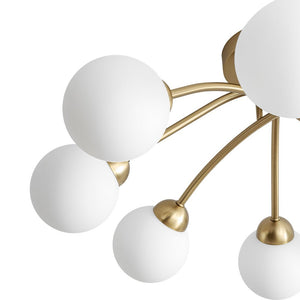 Farmhouze Light - Brass 8 - Light Bubble Round Sputnik Semi Flush Mount Light - Ceiling Light - Frosted White - 