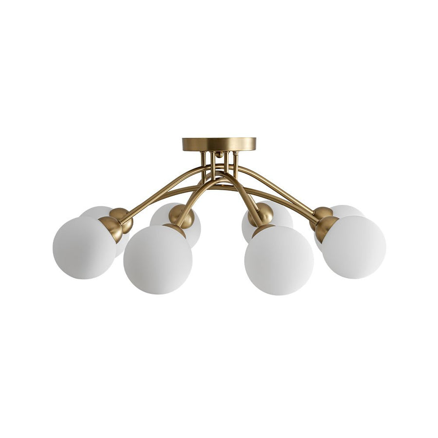 Farmhouze Light - Brass 8 - Light Bubble Round Sputnik Semi Flush Mount Light - Ceiling Light - Frosted White - 