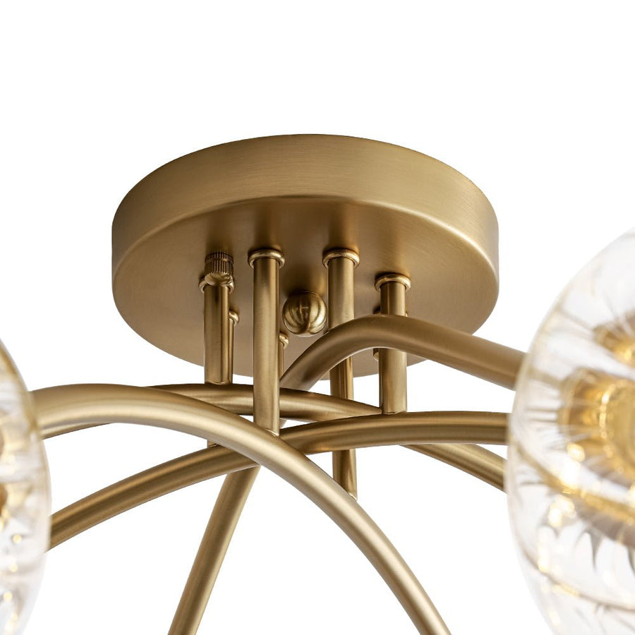 Farmhouze Light - Brass 8 - Light Bubble Round Sputnik Semi Flush Mount Light - Ceiling Light - Ribbed - 