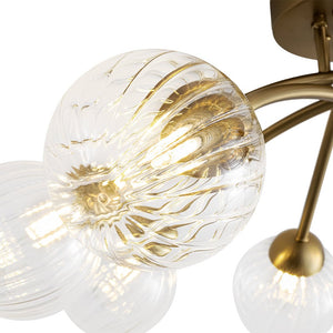 Farmhouze Light - Brass 8 - Light Bubble Round Sputnik Semi Flush Mount Light - Ceiling Light - Ribbed - 
