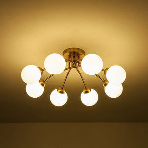 Farmhouze Light - Brass 8 - Light Bubble Round Sputnik Semi Flush Mount Light - Ceiling Light - Ribbed - 