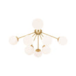Load image into Gallery viewer, Farmhouze Light-Brass 8-Light Milky Glass Globe Sunburst Semi Flush Mount-Ceiling Light-35.4 in-
