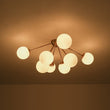 Load image into Gallery viewer, Farmhouze Light-Brass 8-Light Milky Glass Globe Sunburst Semi Flush Mount-Ceiling Light-35.4 in-
