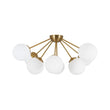 Load image into Gallery viewer, Farmhouze Light-Brass 8-Light Milky Glass Globe Sunburst Semi Flush Mount-Ceiling Light-35.4 in-
