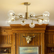 Load image into Gallery viewer, Farmhouze Light-Brass Branched Tiered Sputnik Glass Bubble Semi Flush-Chandelier-12 Bulbs-
