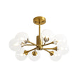 Load image into Gallery viewer, Farmhouze Light-Brass Branched Tiered Sputnik Glass Bubble Semi Flush-Chandelier-8 Bulbs-
