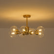 Load image into Gallery viewer, Farmhouze Light-Brass Branched Tiered Sputnik Glass Bubble Semi Flush-Chandelier-8 Bulbs-
