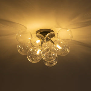 Farmhouze Light - Brass Glass Globe Cluster Bubble Semi - Flush Mount - Ceiling Light - Black - 