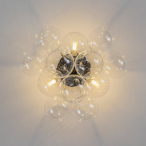 Farmhouze Light - Brass Glass Globe Cluster Bubble Semi - Flush Mount - Ceiling Light - Black - 