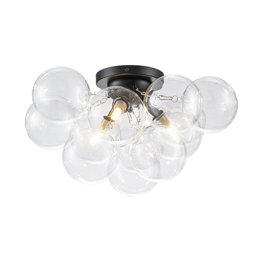 Farmhouze Light - Brass Glass Globe Cluster Bubble Semi - Flush Mount - Ceiling Light - Black - 