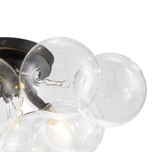 Farmhouze Light - Brass Glass Globe Cluster Bubble Semi - Flush Mount - Ceiling Light - Black - 