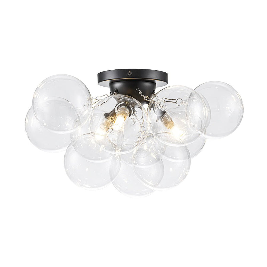 Farmhouze Light - Brass Glass Globe Cluster Bubble Semi - Flush Mount - Ceiling Light - Nickel - 