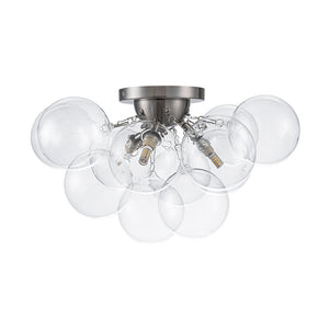 Farmhouze Light - Brass Glass Globe Cluster Bubble Semi - Flush Mount - Ceiling Light - Nickel - 