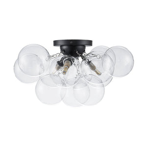 Farmhouze Light - Brass Glass Globe Cluster Bubble Semi - Flush Mount - Ceiling Light - Nickel - 