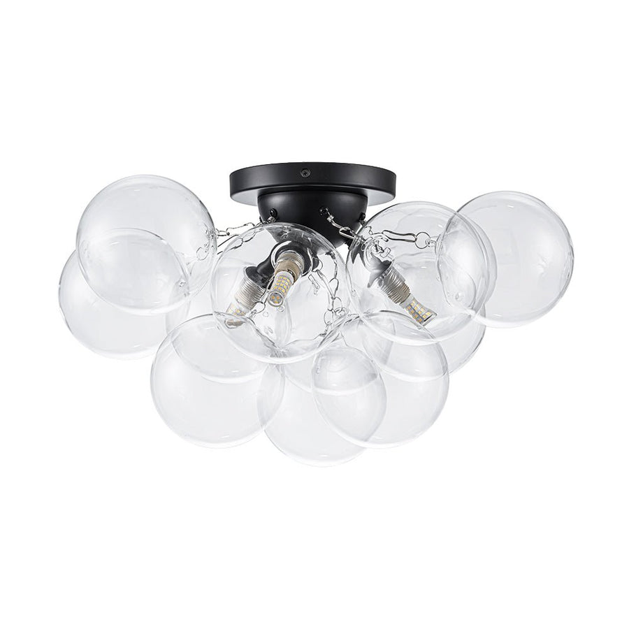 Farmhouze Light - Brass Glass Globe Cluster Bubble Semi - Flush Mount - Ceiling Light - Nickel - 