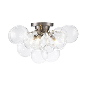 Farmhouze Light - Brass Glass Globe Cluster Bubble Semi - Flush Mount - Ceiling Light - Nickel - 