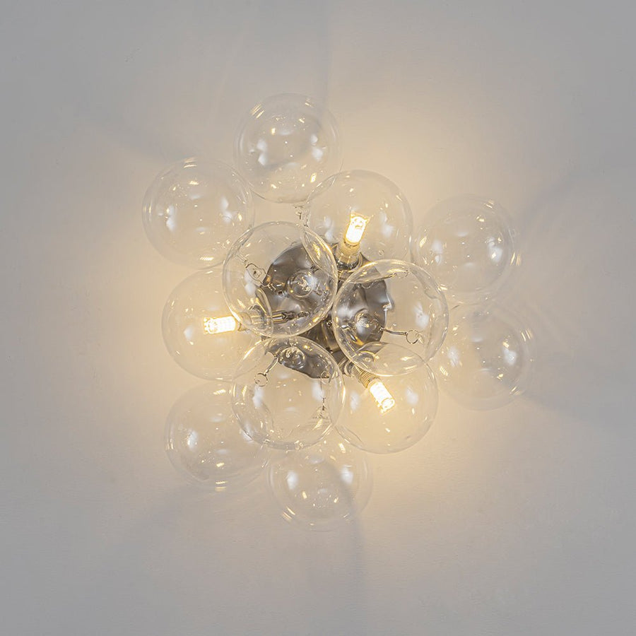 Farmhouze Light - Brass Glass Globe Cluster Bubble Semi - Flush Mount - Ceiling Light - Nickel - 