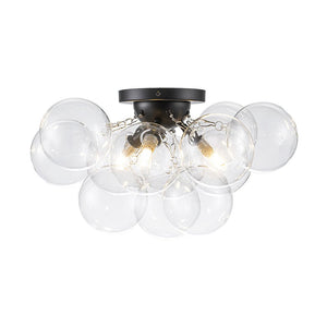 Farmhouze Light - Brass Glass Globe Cluster Bubble Semi - Flush Mount - Ceiling Light - Nickel - 