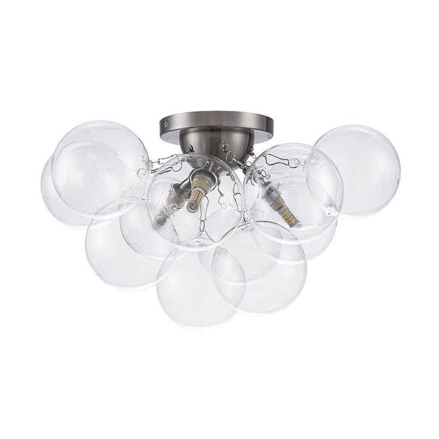 Farmhouze Light - Brass Glass Globe Cluster Bubble Semi - Flush Mount - Ceiling Light - Nickel - 