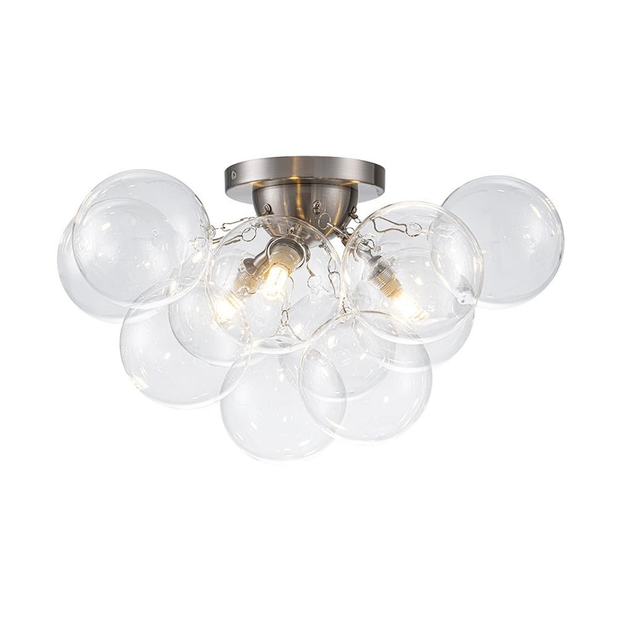 Farmhouze Light - Brass Glass Globe Cluster Bubble Semi - Flush Mount - Ceiling Light - Nickel - 