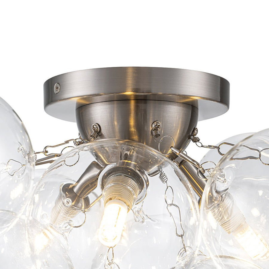 Farmhouze Light - Brass Glass Globe Cluster Bubble Semi - Flush Mount - Ceiling Light - Nickel - 