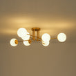 Load image into Gallery viewer, Farmhouze Light-Brass Sputnik Frosted Glass Bubble Linear Sputnik Ceiling Light-Ceiling Light-41.3 in-
