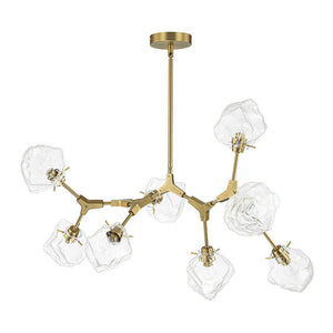 Farmhouze Light - Brushed Brass 8 - Light Glass Ice Branching Chandelier - Chandelier - 8 - Light - Brass