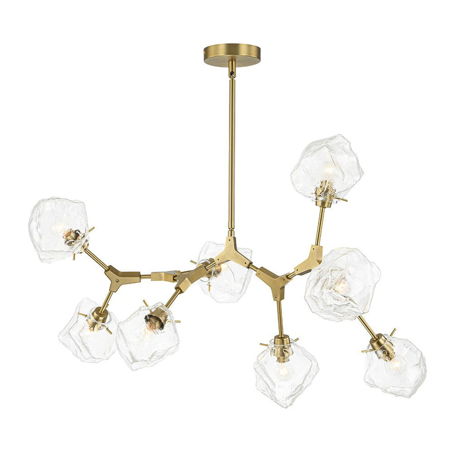 Farmhouze Light - Brushed Brass 8 - Light Glass Ice Branching Chandelier - Chandelier - 8 - Light - Brass