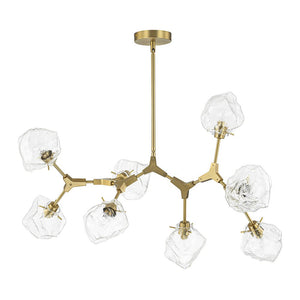 Farmhouze Light - Brushed Brass 8 - Light Glass Ice Branching Chandelier - Chandelier - 8 - Light - Brass