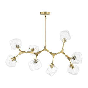 Farmhouze Light - Brushed Brass 8 - Light Glass Ice Branching Chandelier - Chandelier - 8 - Light - Brass