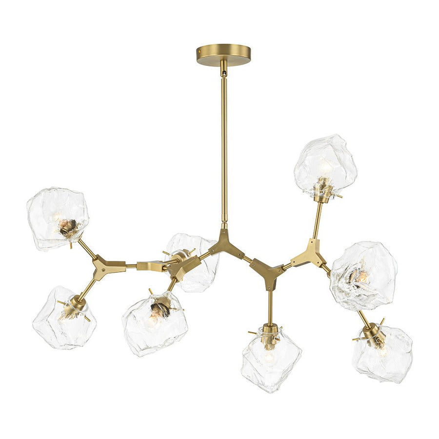 Farmhouze Light - Brushed Brass 8 - Light Glass Ice Branching Chandelier - Chandelier - 8 - Light - Brass