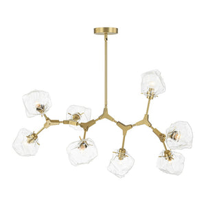 Farmhouze Light - Brushed Brass 8 - Light Glass Ice Branching Chandelier - Chandelier - 8 - Light - Brass