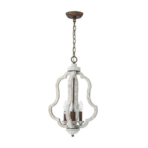 Farmhouze Light - Candle Style Weathered White Wood Lantern Pendant - Pendant - Poplar - 