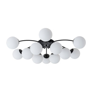 Farmhouze Light - Classic 12 - Light Sputnik Frosted Glass Globe Semi Flush - Ceiling Light - Black Ceiling Light - 