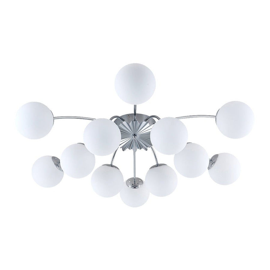 Farmhouze Light - Classic 12 - Light Sputnik Frosted Glass Globe Semi Flush - Ceiling Light - Brass Dual - Use Chandelier - 