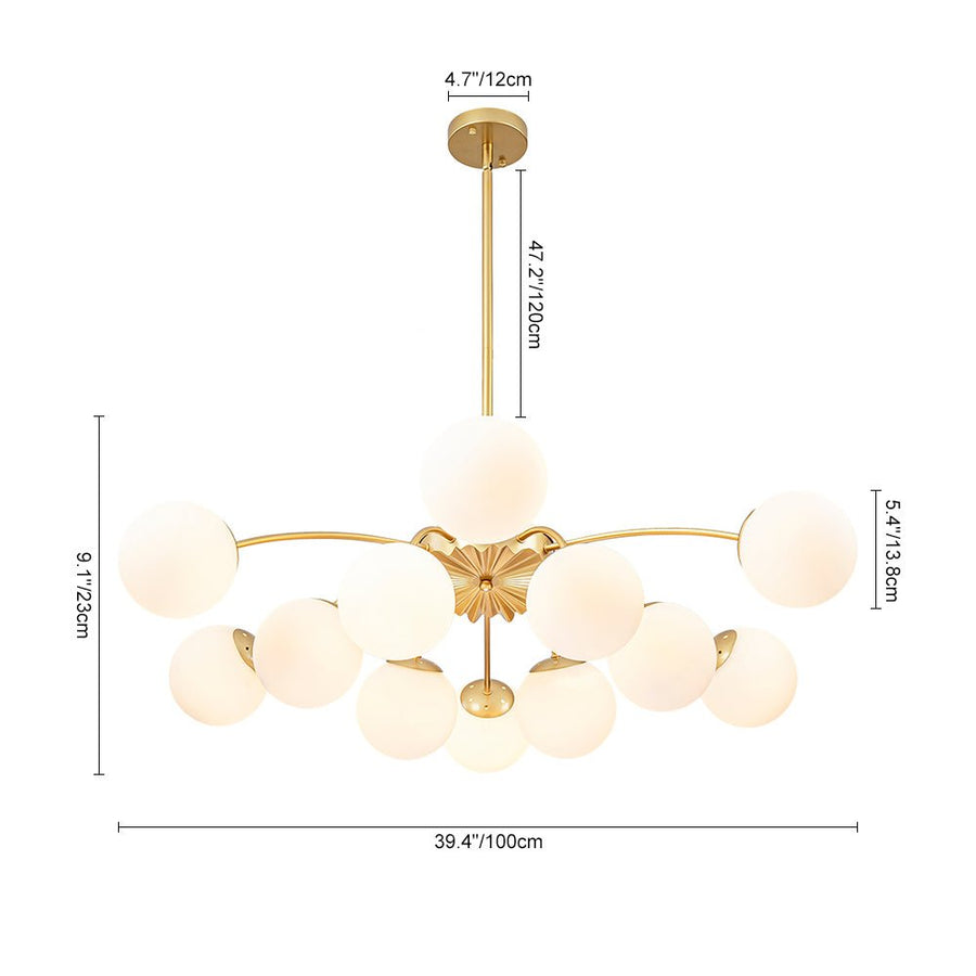 Farmhouze Light - Classic 12 - Light Sputnik Frosted Glass Globe Semi Flush - Ceiling Light - Ceiling Light - 