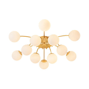 Farmhouze Light - Classic 12 - Light Sputnik Frosted Glass Globe Semi Flush - Ceiling Light - Ceiling Light - 