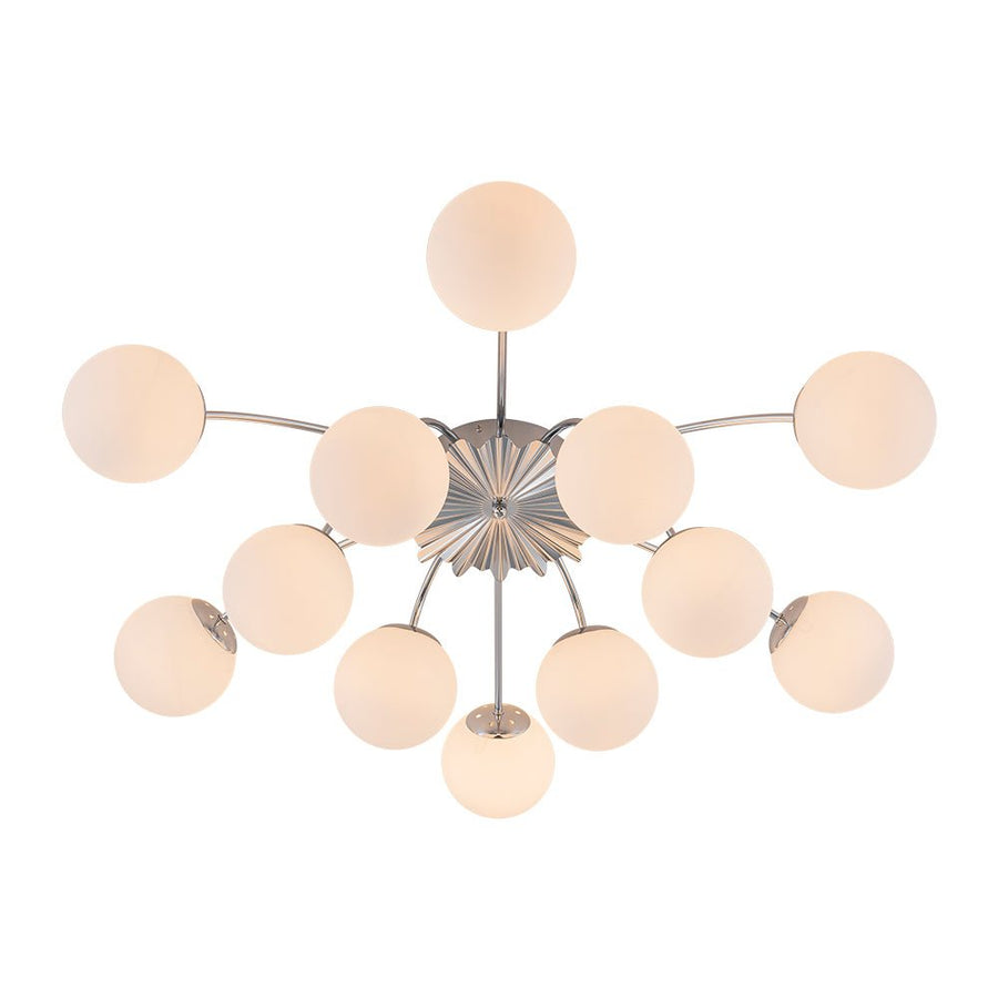 Farmhouze Light - Classic 12 - Light Sputnik Frosted Glass Globe Semi Flush - Ceiling Light - Chrome Ceiling Light - 